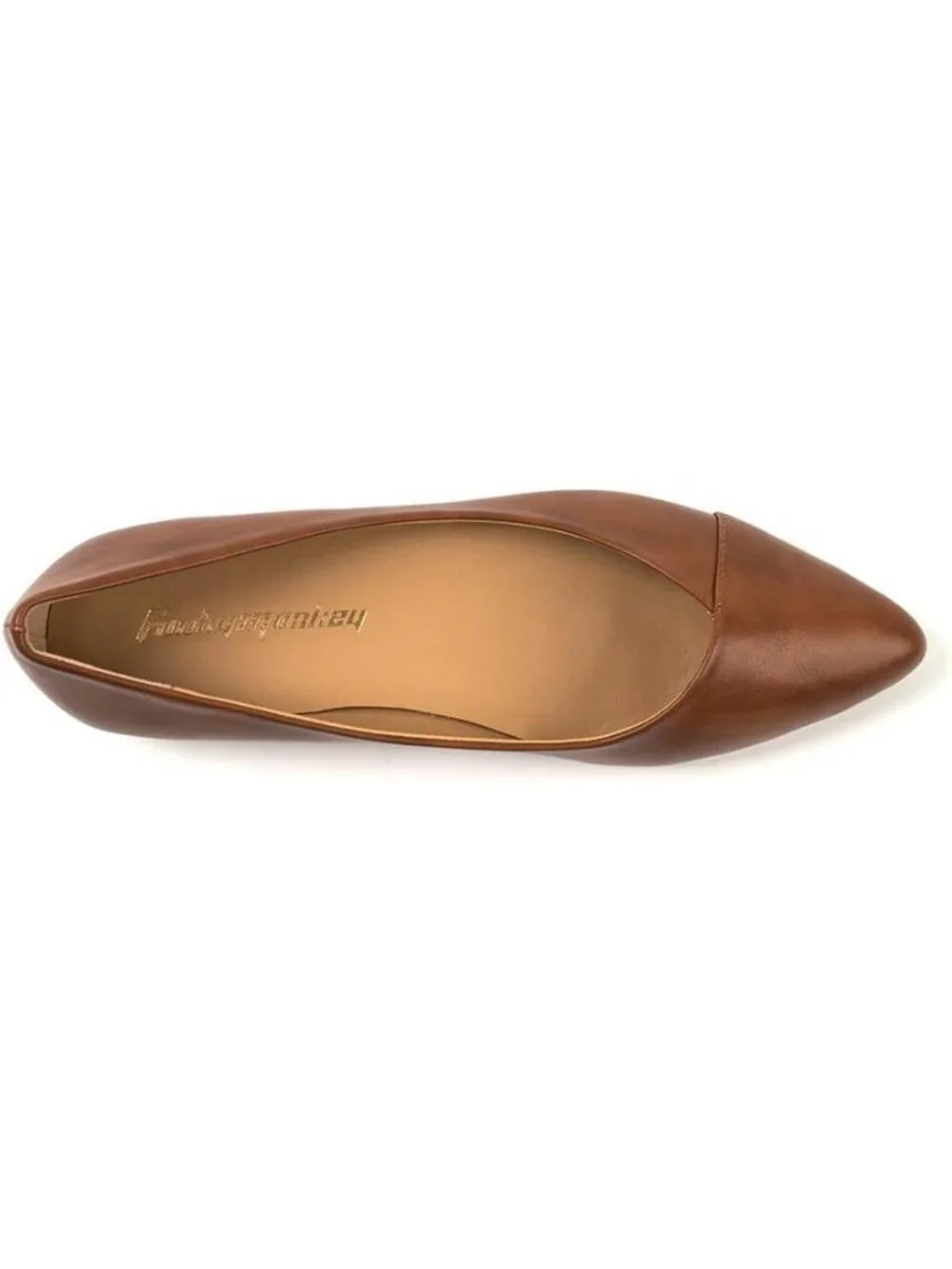 FUNKYMONKEY Women's Brown Faux Leather Pointed Toe Slip On Ballet Low Heel Flats
